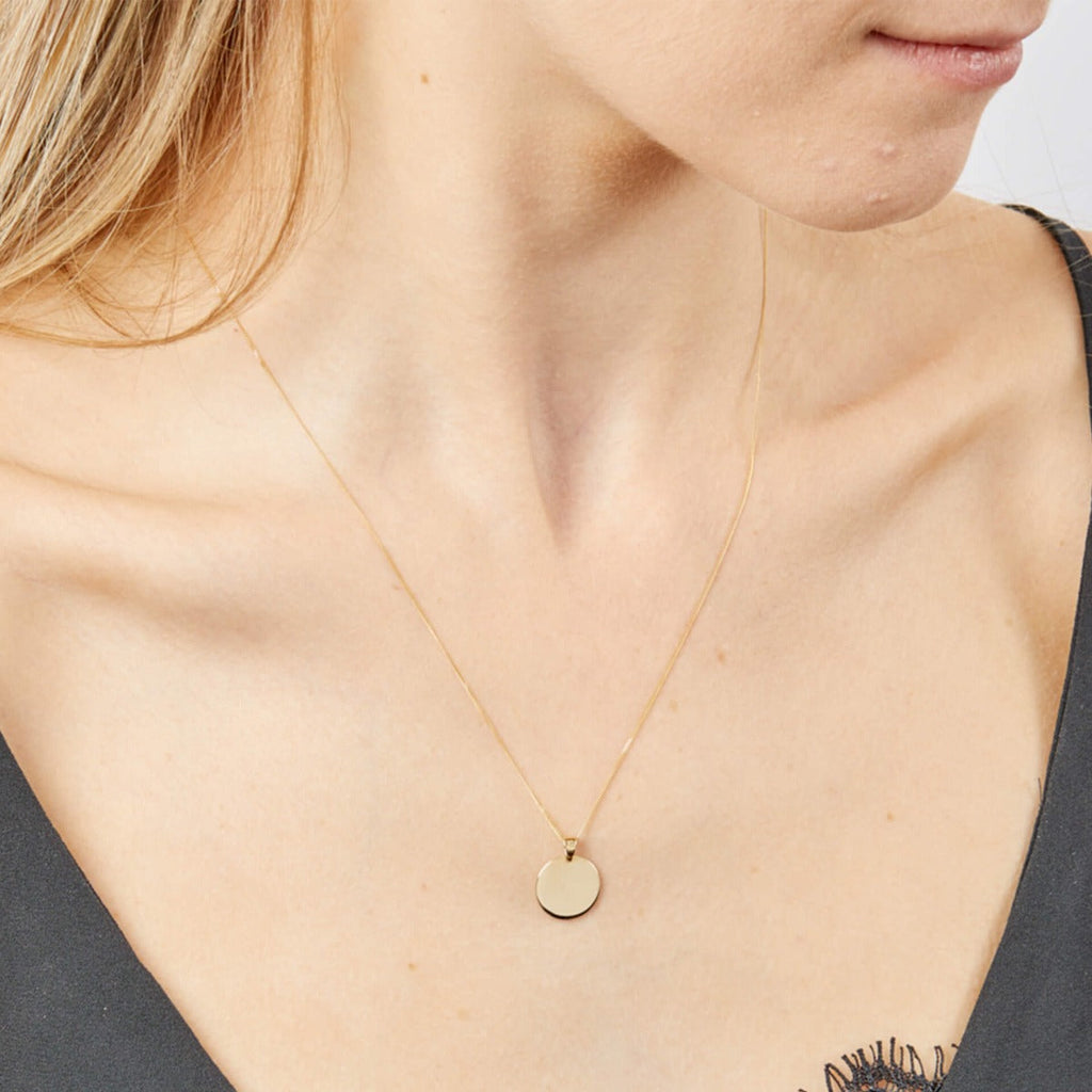 Elements Gold Plain Engravable Disc Pendant-1