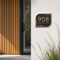 Personalized Address Plaque – Antique Brass Modern Asymmetric