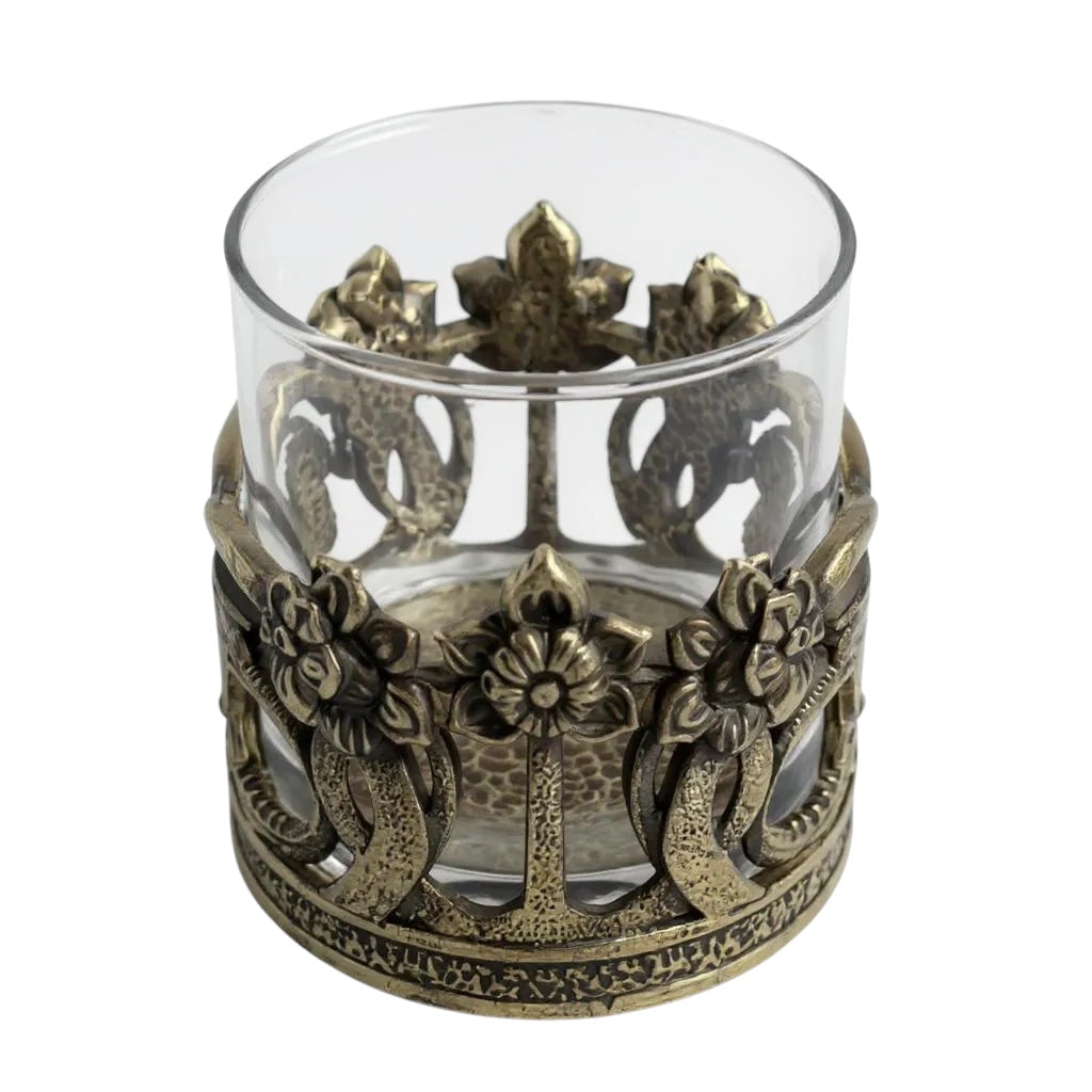Crown Dragon Whiskey Glasses | Set of 1 or 2 | Juice Glasses | Drinkware | Statement Barware | Gold, Silver or Antique Finish