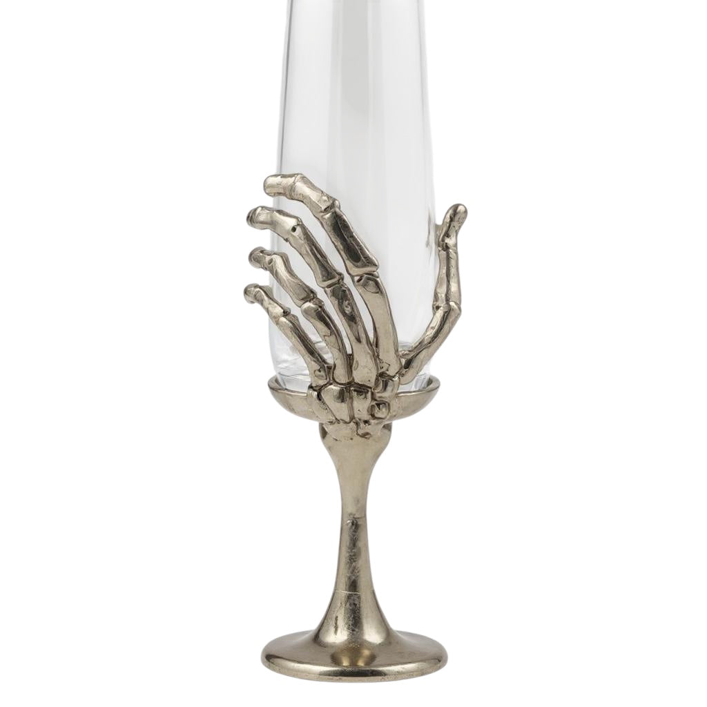 Skeleton Hand Champagne Glasses | Set of 1 or 2 | Cocktail Glasses | Halloween Glasses | Statement Barware | Gold, Silver or Antique Finish
