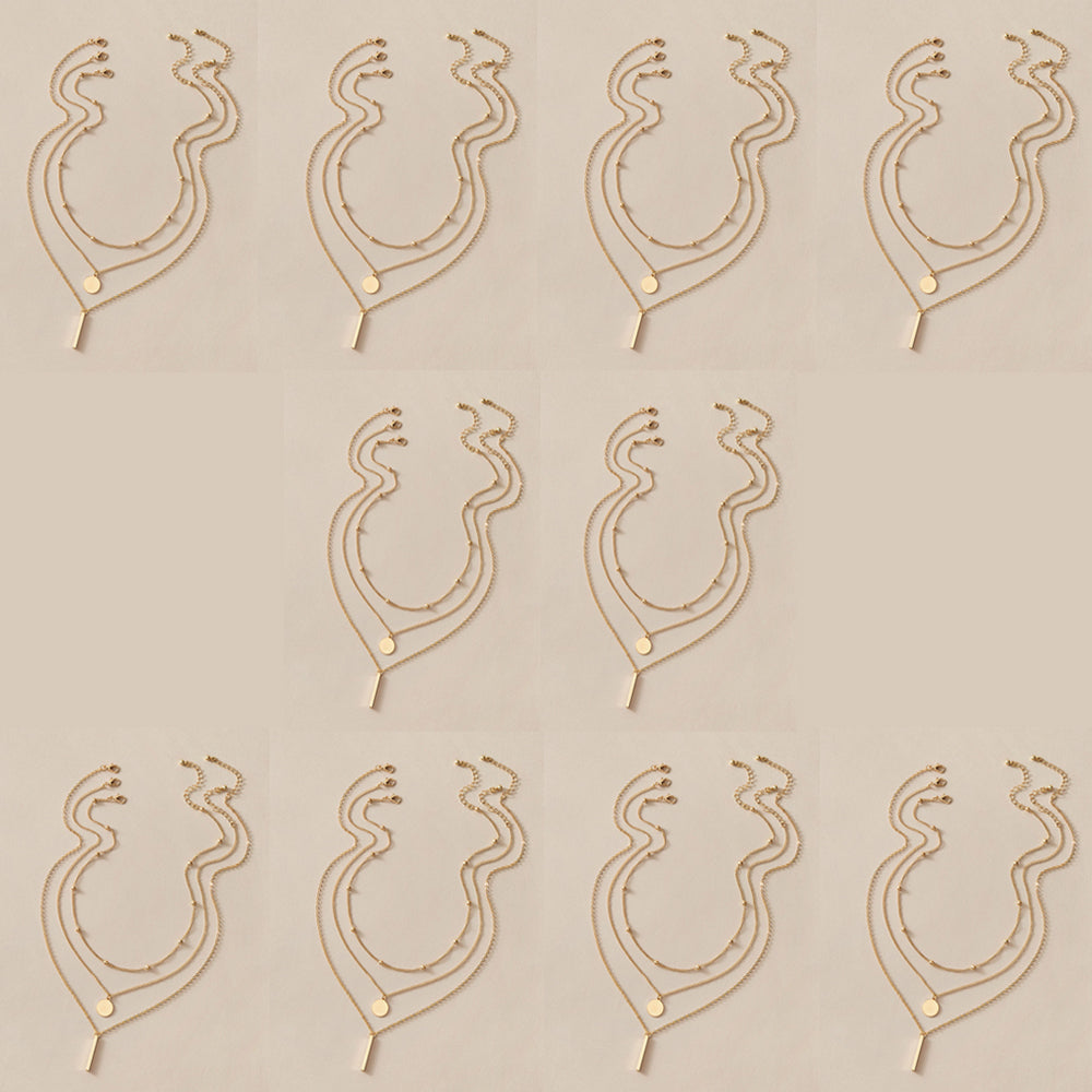 10 sets Gold Tone Chain Multi layer Choker Pendant Bib Necklace Party Jewellery