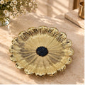 Sunflower Decorative Metal Tray, Gold with Dark Center-0
