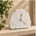 Hand Chipped Large Irregular White Marble Desk/Wall Clock