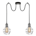 Brushed Silver Nest Cage Retro Industrial 2 Way Indoor Ceiling Pendant Chandelier Hanging Light Metal~3491