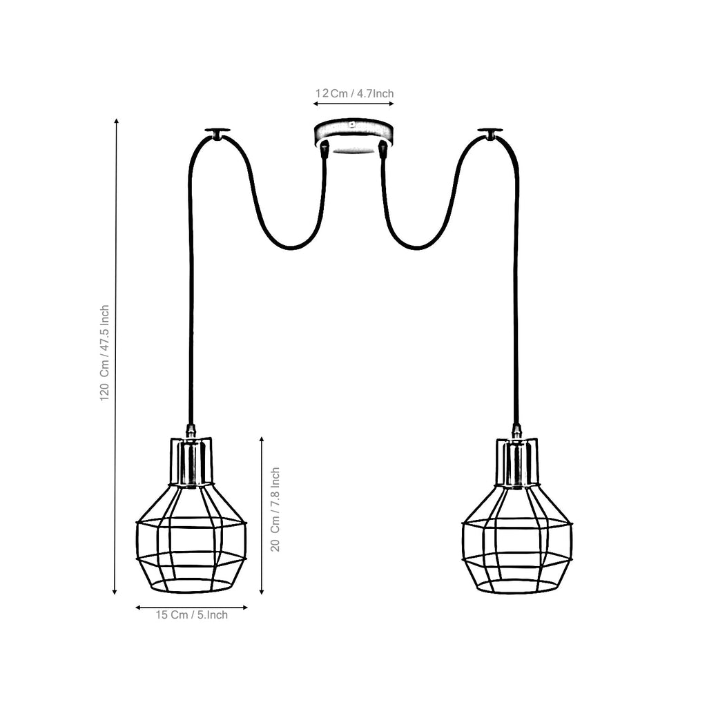 Brushed Silver Nest Cage Retro Industrial 2 Way Indoor Ceiling Pendant Chandelier Hanging Light Metal~3491