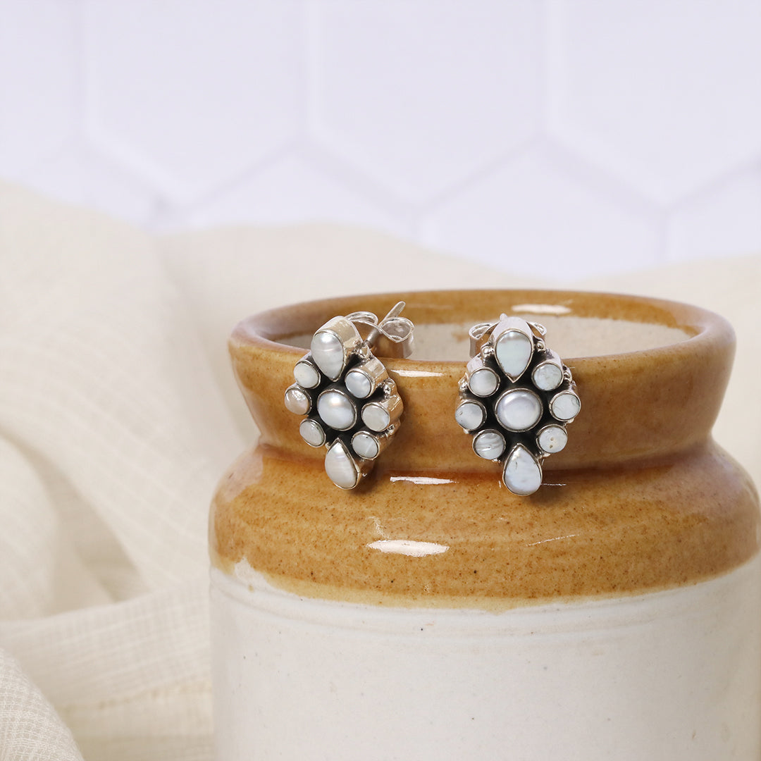 Kite Shape Pearl Studs