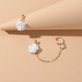 Cartilage Jewelry Pearl White Flower Ear Cuff Stud Cartilage Asymmetric Earrings