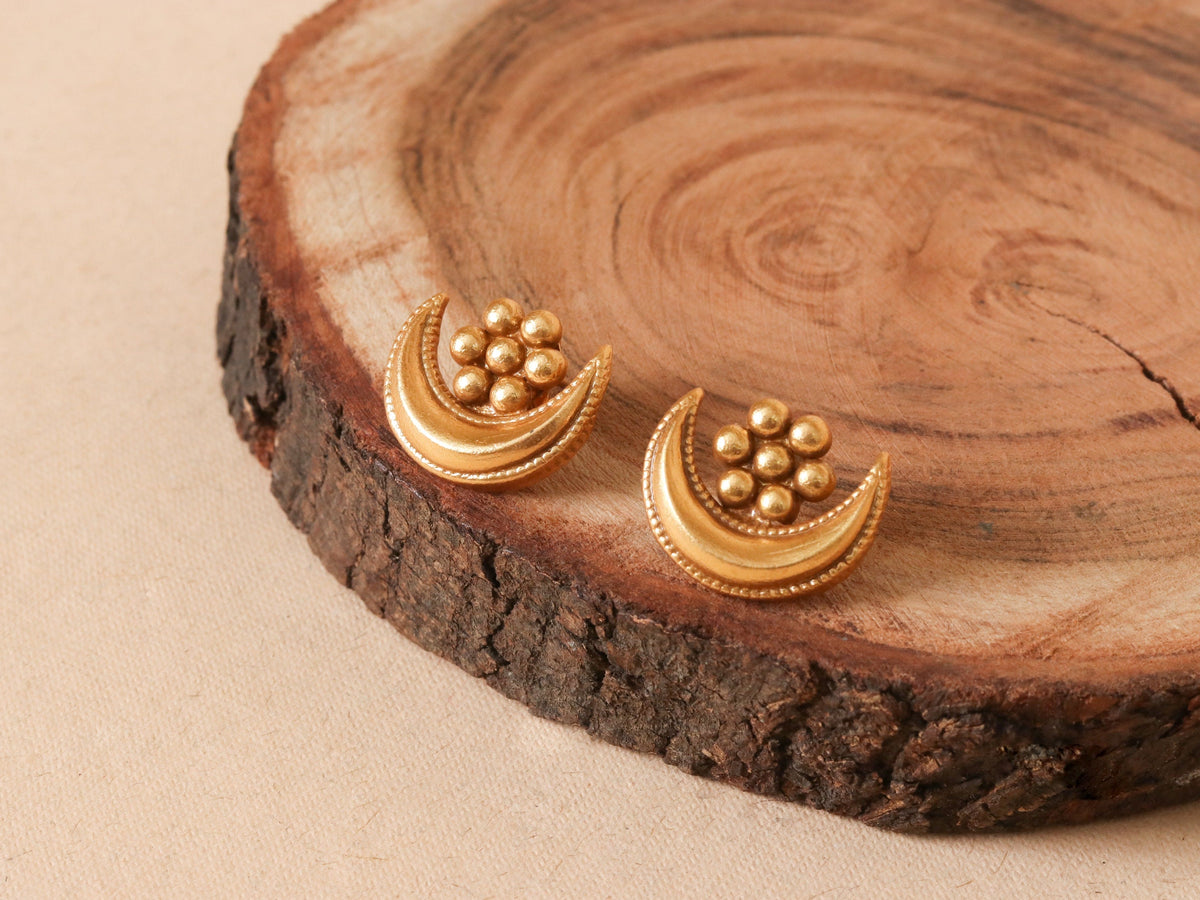 Chandraphool Earrings – Gold-Plated & Handcrafted in Sterling Silver