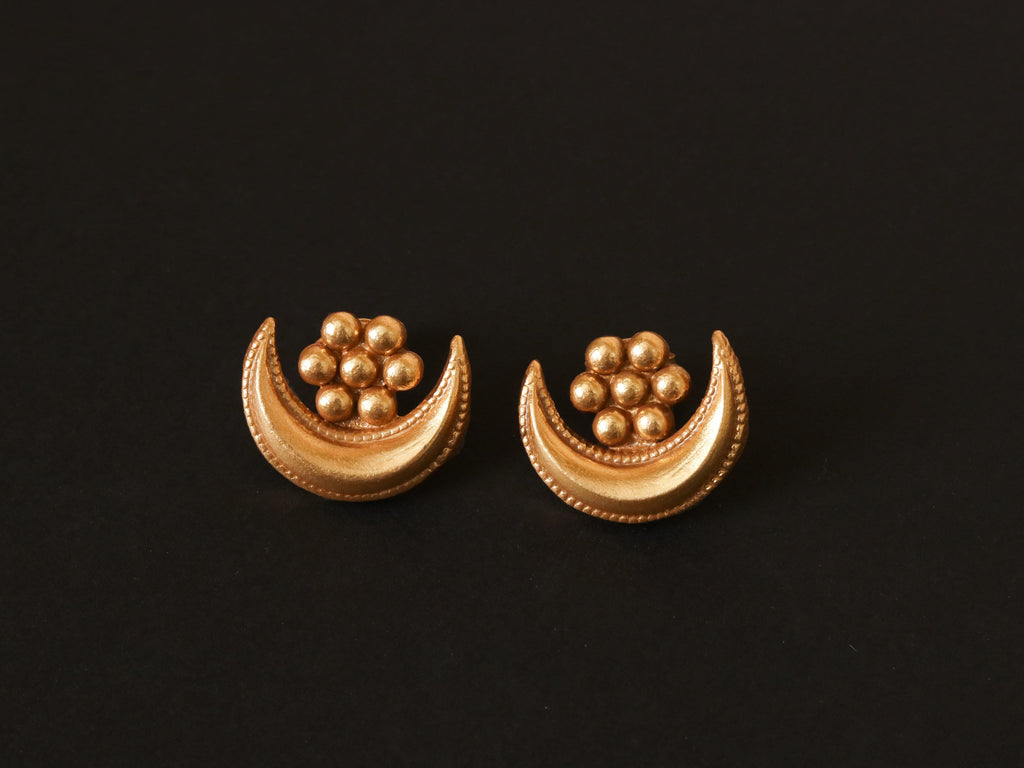 Chandraphool Earrings – Gold-Plated & Handcrafted in Sterling Silver