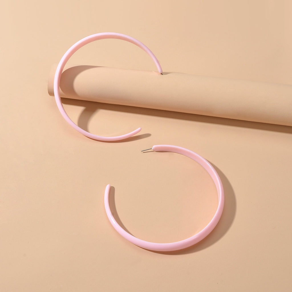 Cool Punk Accessories Pink Resin Big Personality Chunky Dangling Hoop Earrings