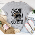 Unisex heather gray graphic T-shirt with Soul Searchin skull front print