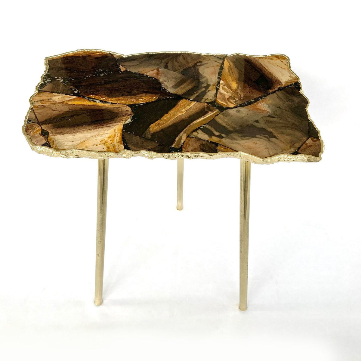Brown Agate Side Table, 10" x 15" Organic Edge