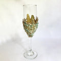 Crystal Champagne Glasses with Light Green Agate – Set of 1 or 2, 7 oz