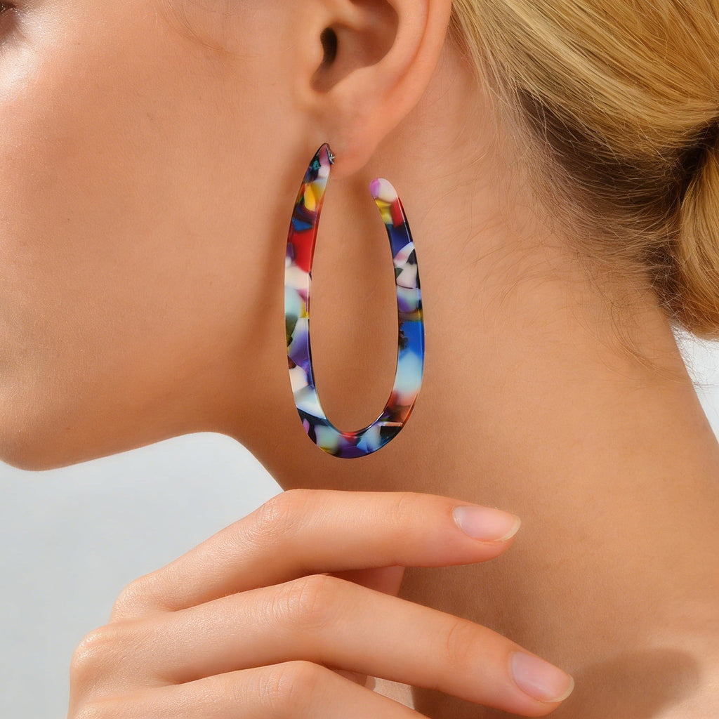 Trendy Acrylic Women Beach Colourful Resin Statement Earrings Vacation Jewellery