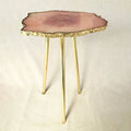Small Rose Quartz Side Table, 11" x 7" Organic Edge