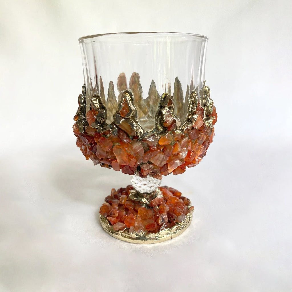 Crystal Wine Glasses with Red Agate – Set of 1 or 2, 7 oz