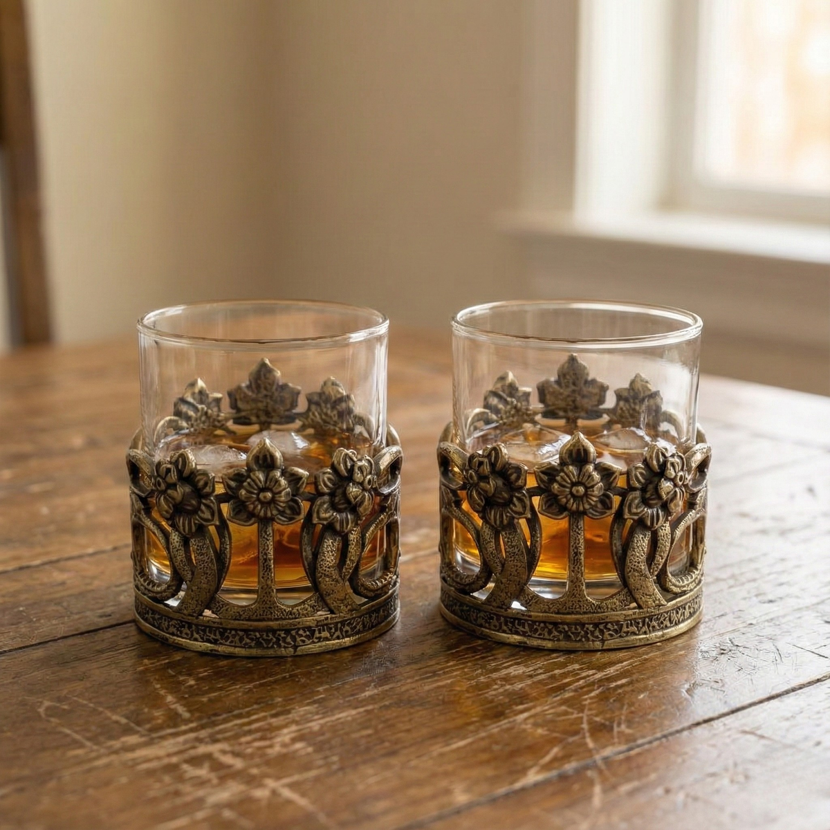 Crown Dragon Whiskey Glasses | Set of 1 or 2 | Juice Glasses | Drinkware | Statement Barware | Gold, Silver or Antique Finish