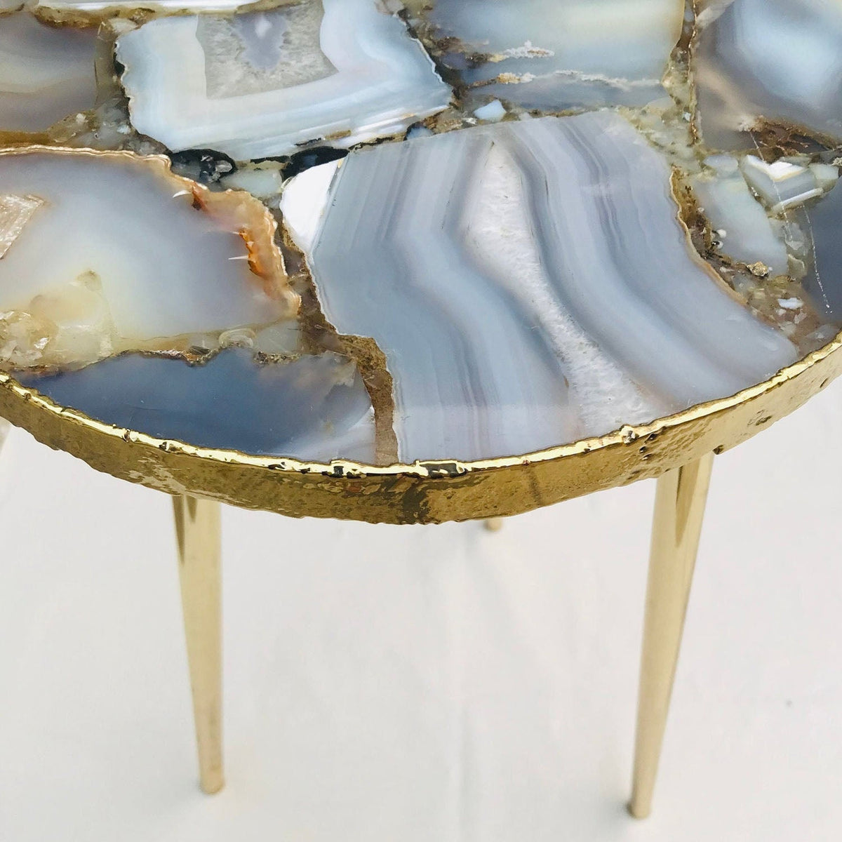 Banded Agate Side Table, Round Top