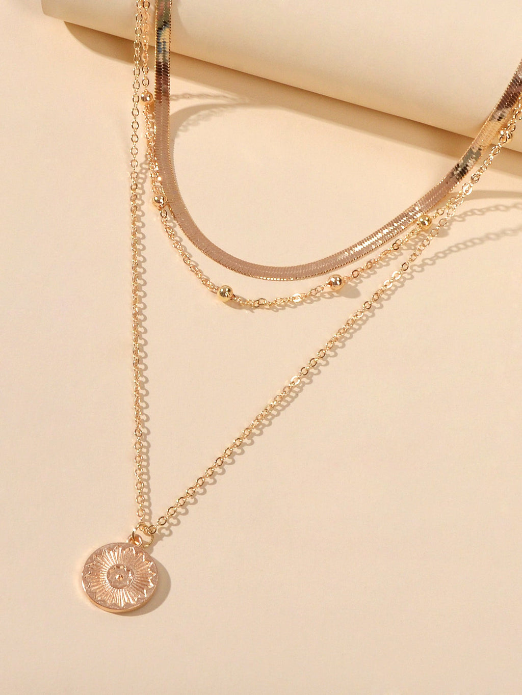 Boho Chic Jewelry Gold Silver Metal Multi-layer Chain Coin Disc Pendant Necklace