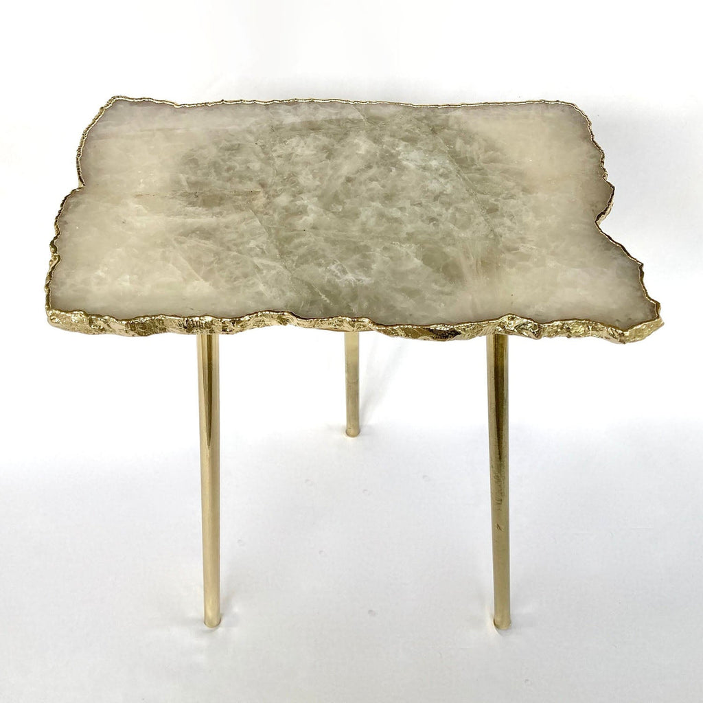 White Agate Side Table, 10" x 15" Organic Edge