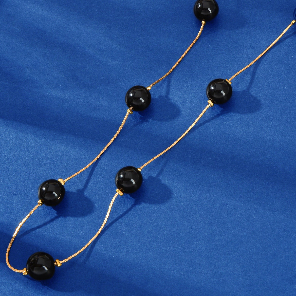 AU Post Fashion Accessories Black Beads Gold Chain Necklace Women Party Jewelry