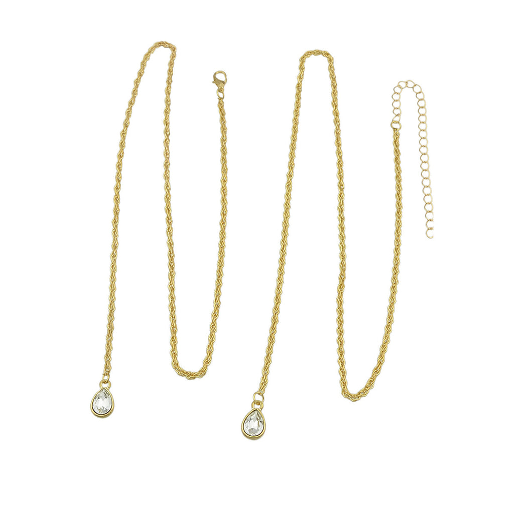 Designer Jewellery Gold Silver Long Chain Water Drop Necklace Trendy Accessories