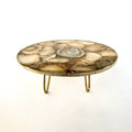 Golden Brown Agate Round Cake Stand, 10 Inch-0