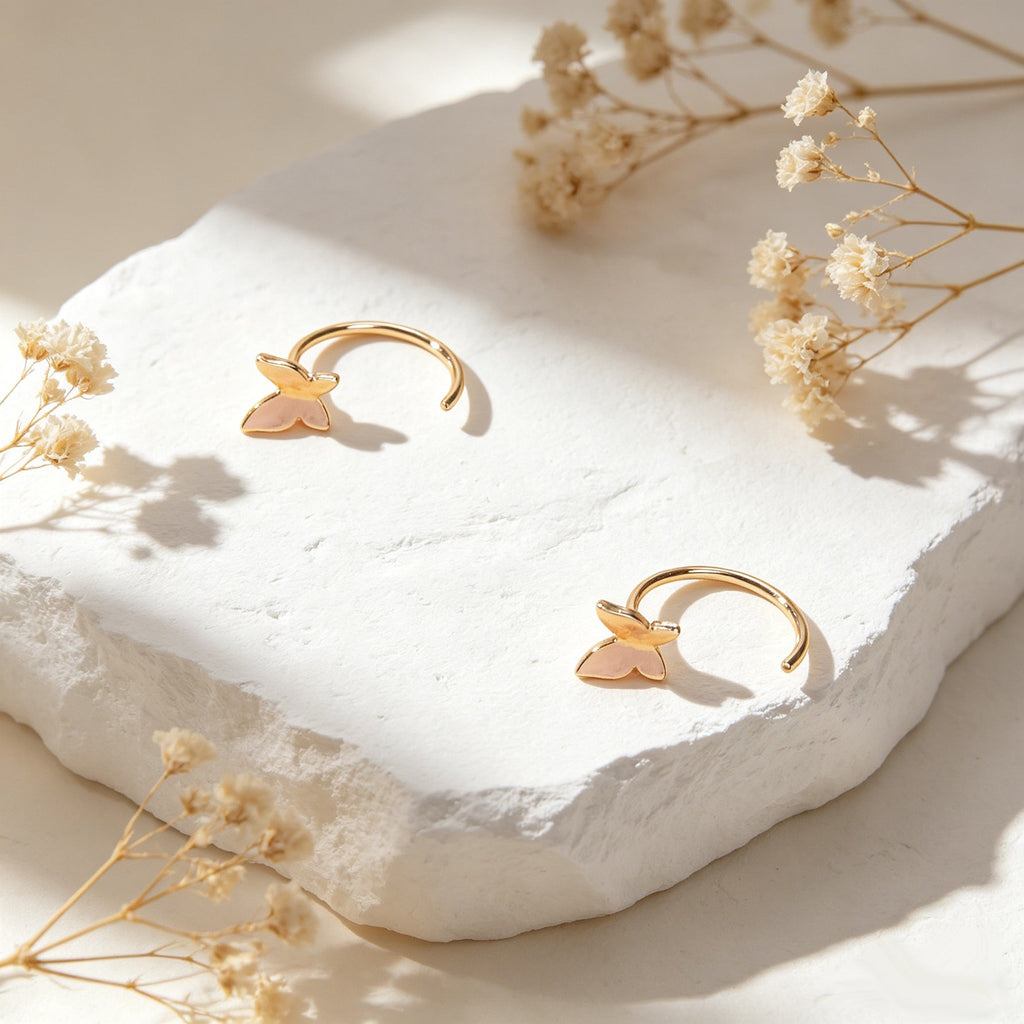 Minimalist Gold Silver Butterfly Cute Hoop Earrings Cute Stud Women Accessories