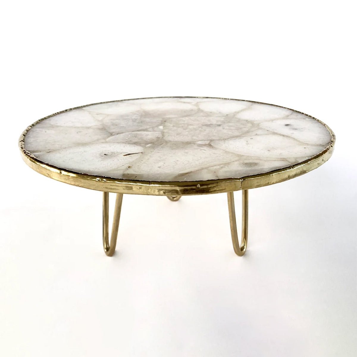 White Crystal Agate Round Cake Stand, 10 Inch-0