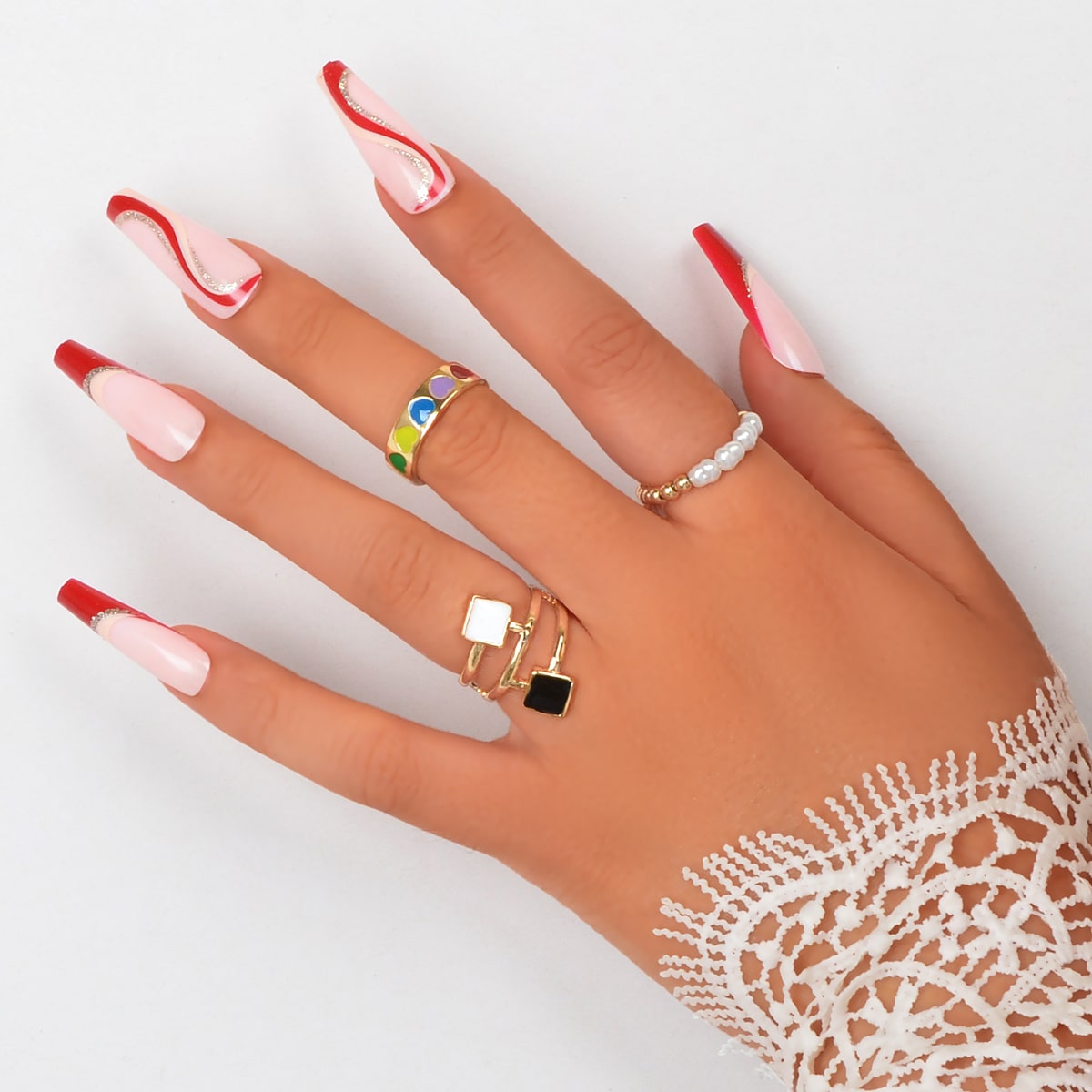 Colourful Heart Carved Open Cuff Rings Vibrant Jewellery Vividly Collection Gift