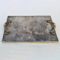 Smoky Quartz Serving Tray with Brass Handles-0