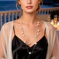 Elegant Layered Imitation Pearl Long Chain Necklace Daily Banquet Accessories