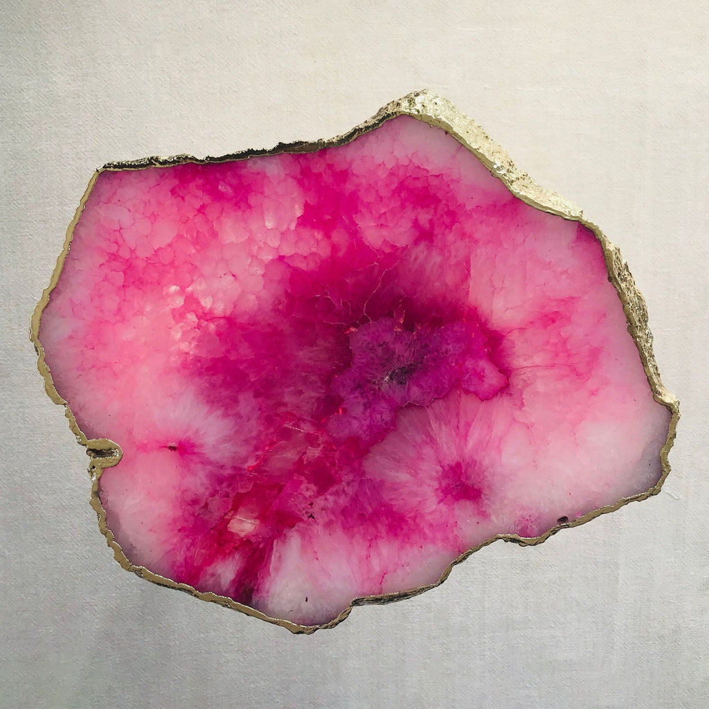 Small Pink Agate Side Table, 11" x 7" Organic Edge