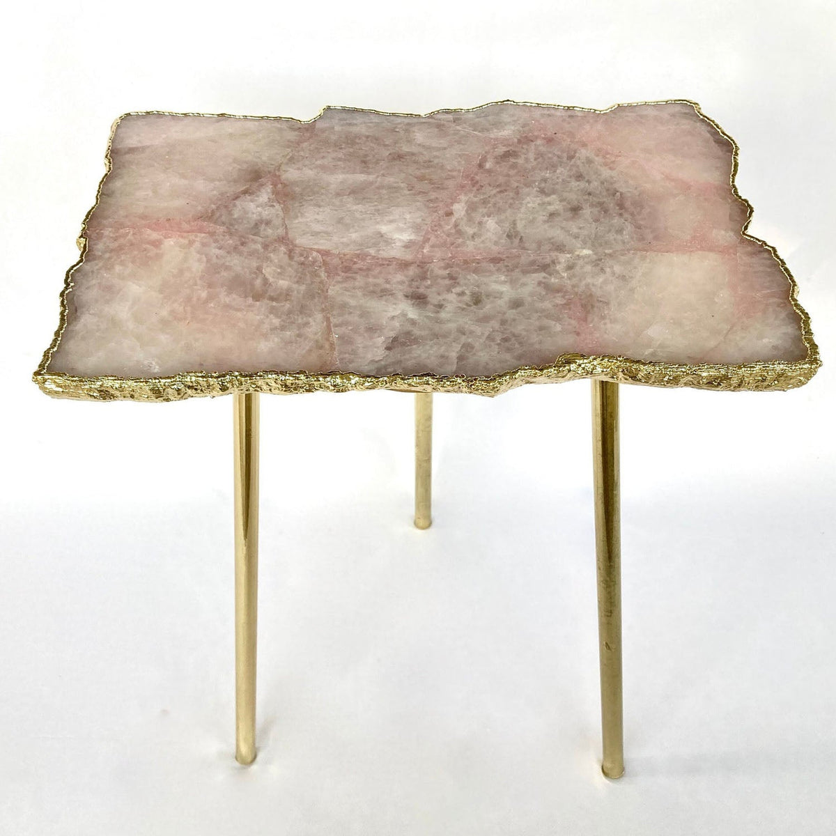 Rose Quartz Side Table, 10" x 15" Organic Edge