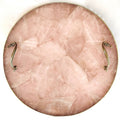 Rose Quartz Round Serving Tray with Brass Handles