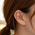 Rose gold wave ear cuff set of two, no-piercing cartilage clips on ear