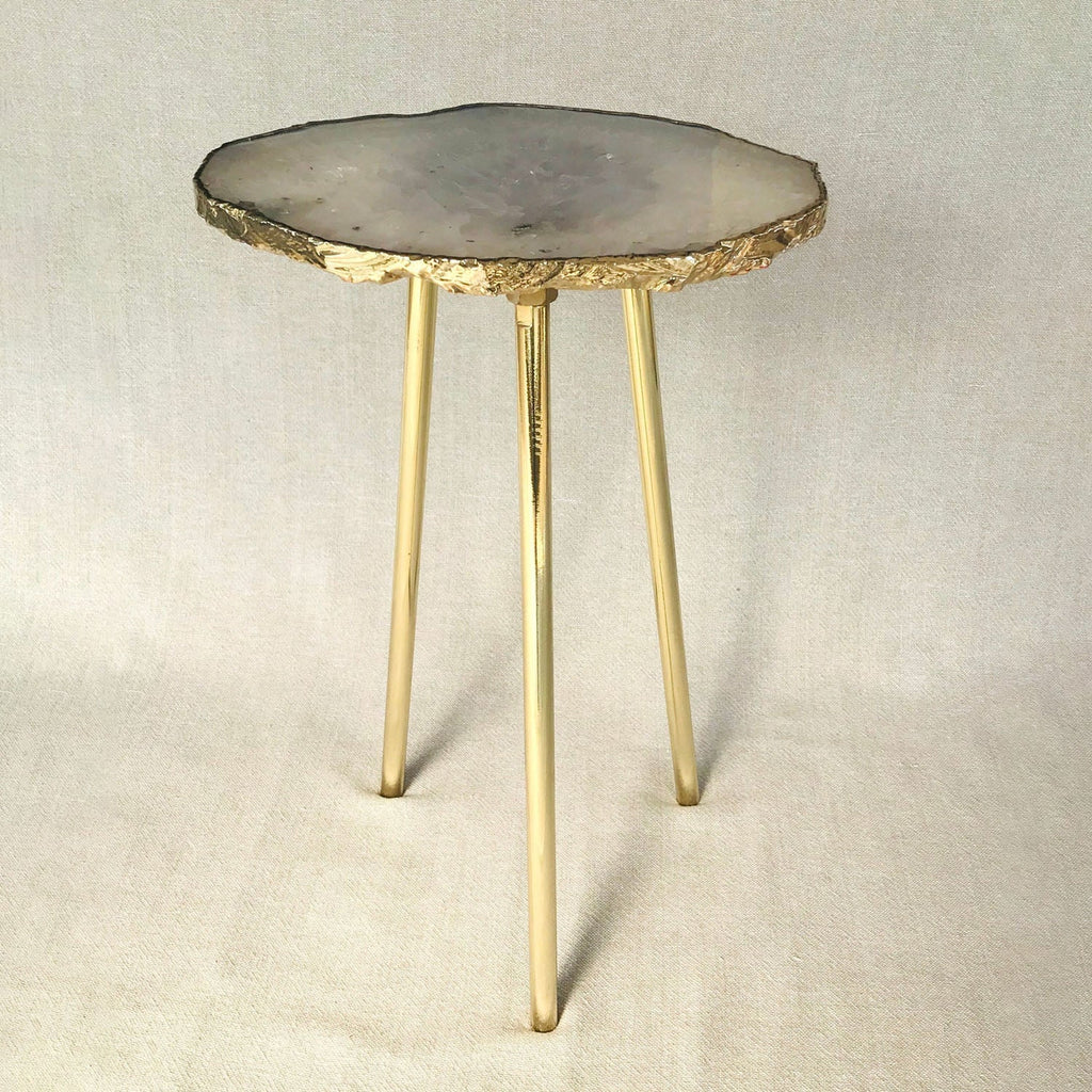 Small Gray Agate Side Table, 11" x 7" Organic Edge