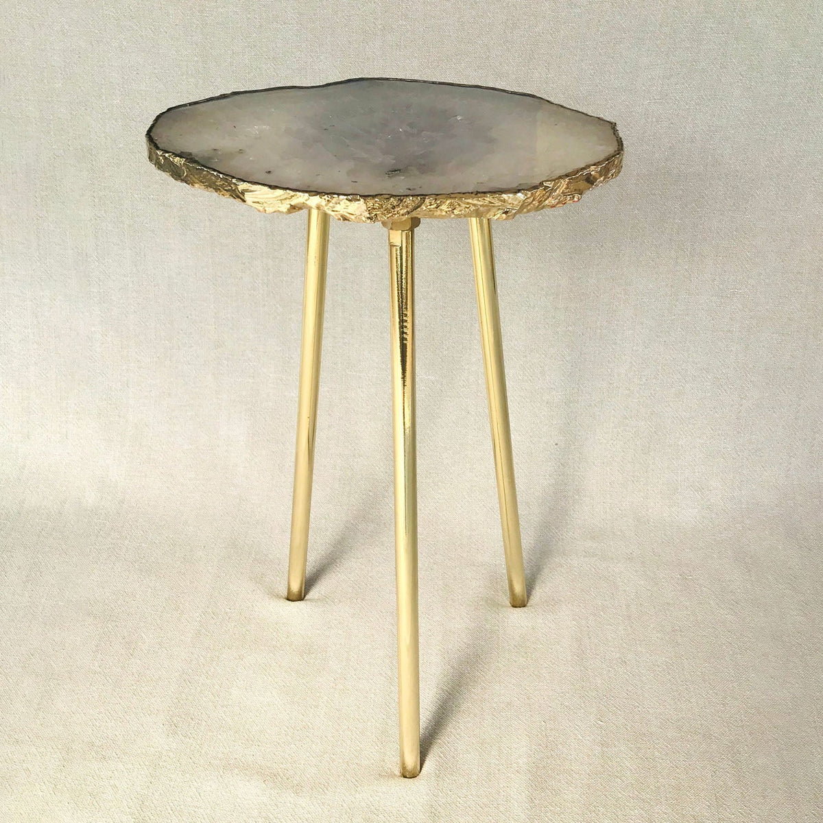 Small Gray Agate Side Table, 11" x 7" Organic Edge
