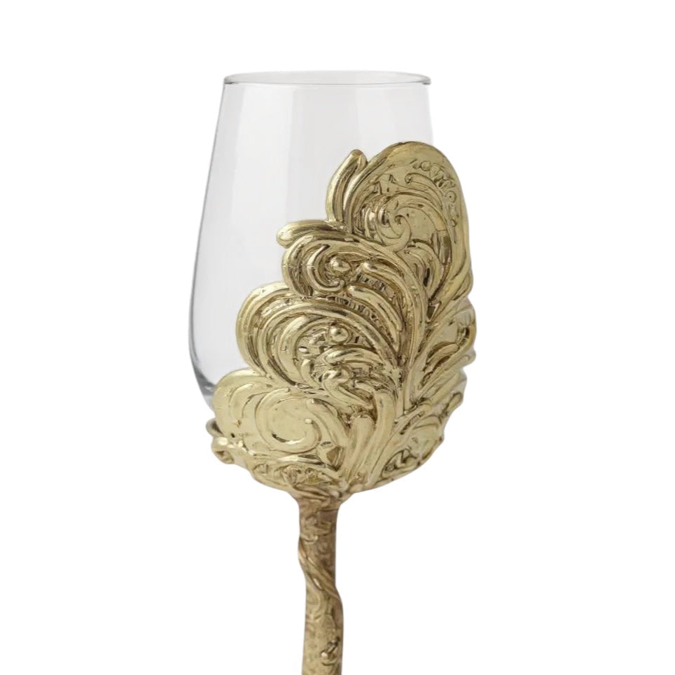 Intricate Leaf/Ambi Design Wine Glasses | Set of 1 or 2