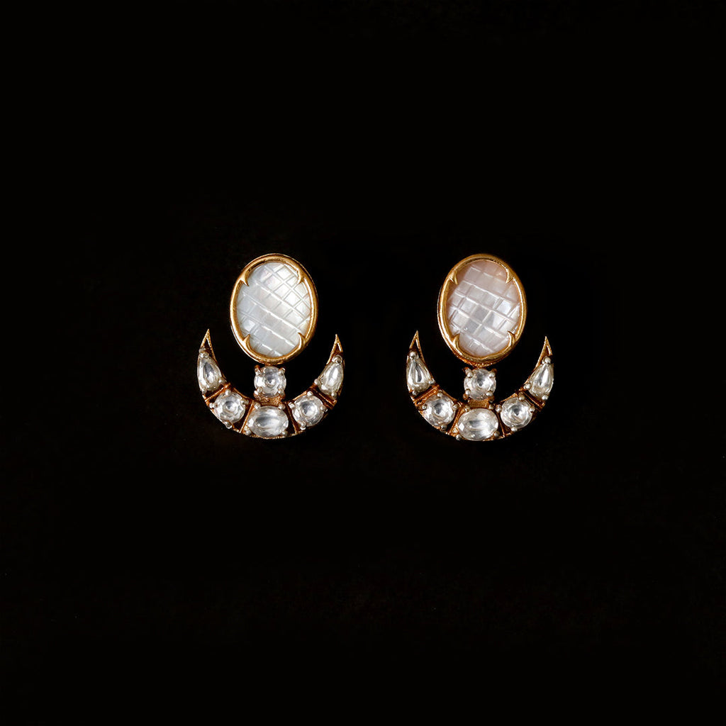 Moissanite Chandraphool Pearl Earrings