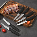 14-Piece Knife Block Set - High Carbon Stainless Steel with Ergonomic Handles, Built-In Sharpener, Black Wood Storage Block - Kitchen Knives at Dealshubindia