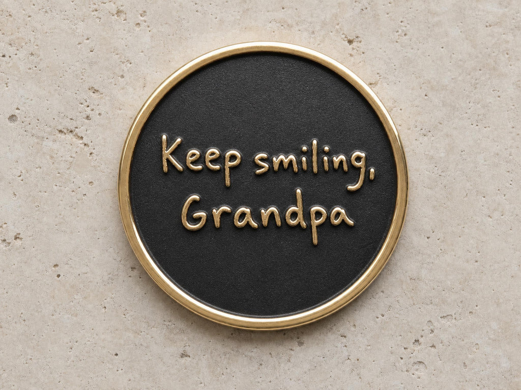 Custom Grandpa Thumbprint Memorial Plaque, Antique Brass Keepsake, Personalised Handwriting Remembrance Gift