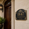 Fleur-de-Lis Arch Address Plaque in Antique Brass-0