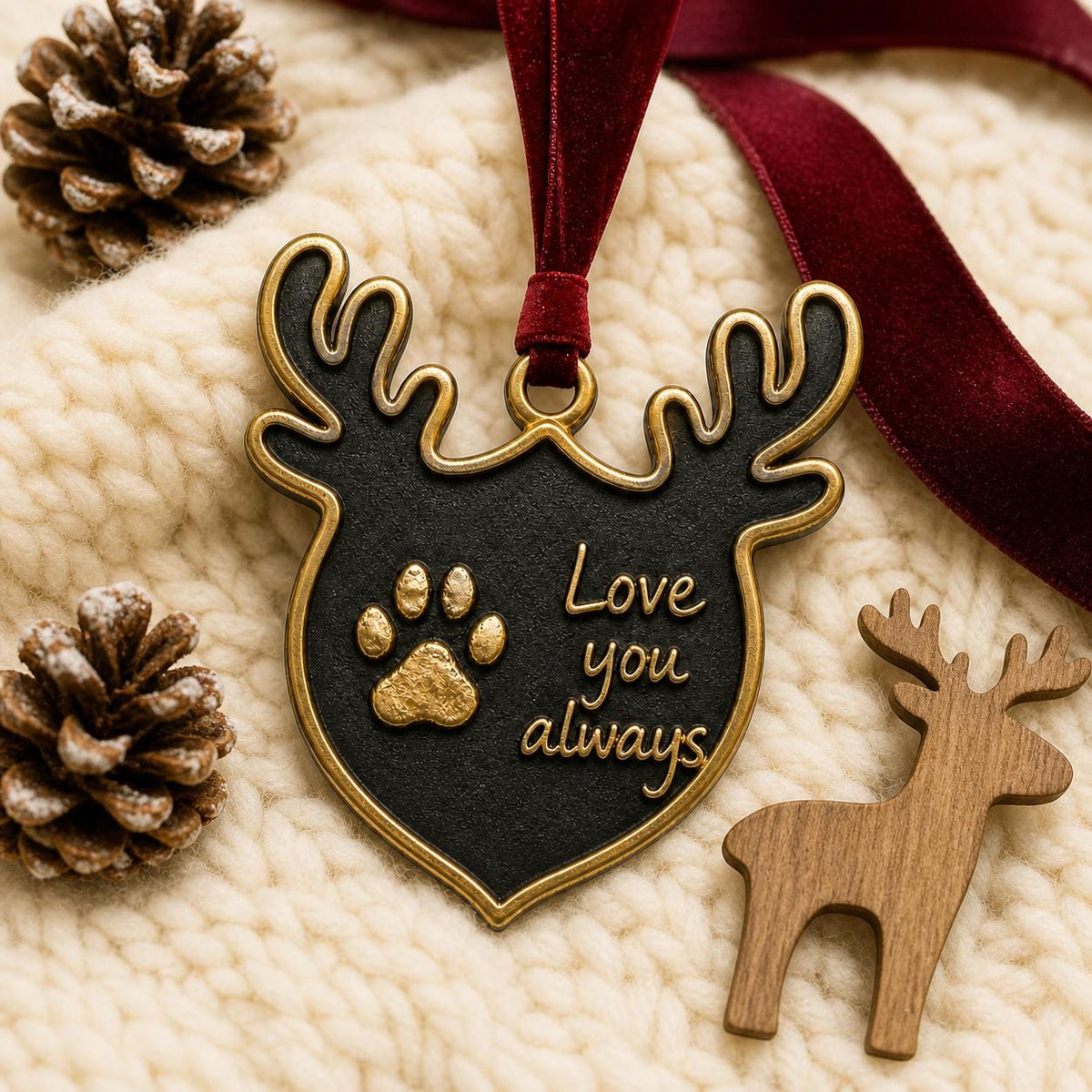 Pet Paw Print Ornament, Antlers
