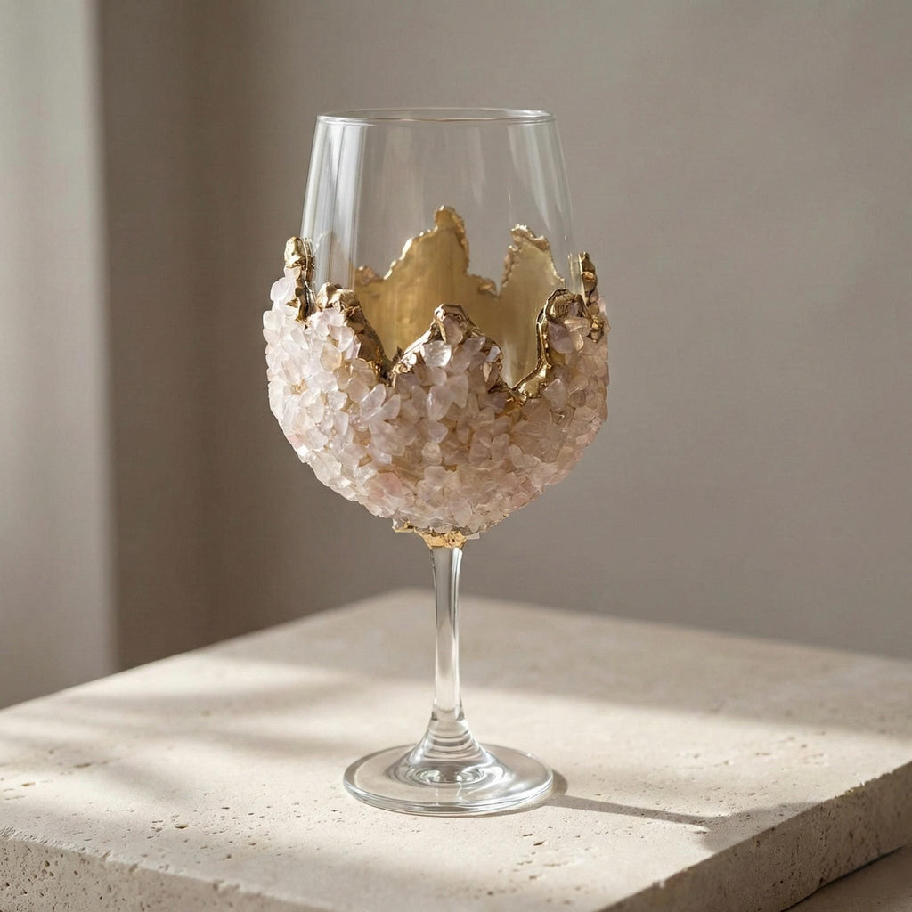 Agate Crystal Wine Glasses – Stone Over the Bowl, 16 oz
