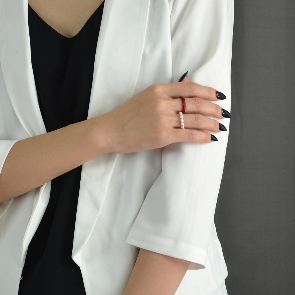 2pcs Pearl Elastic Ring New Women Accessories