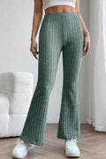 Basic Bae Full Size Ribbed High Waist Flare Pants for Women - n/a at Dealshubindia
