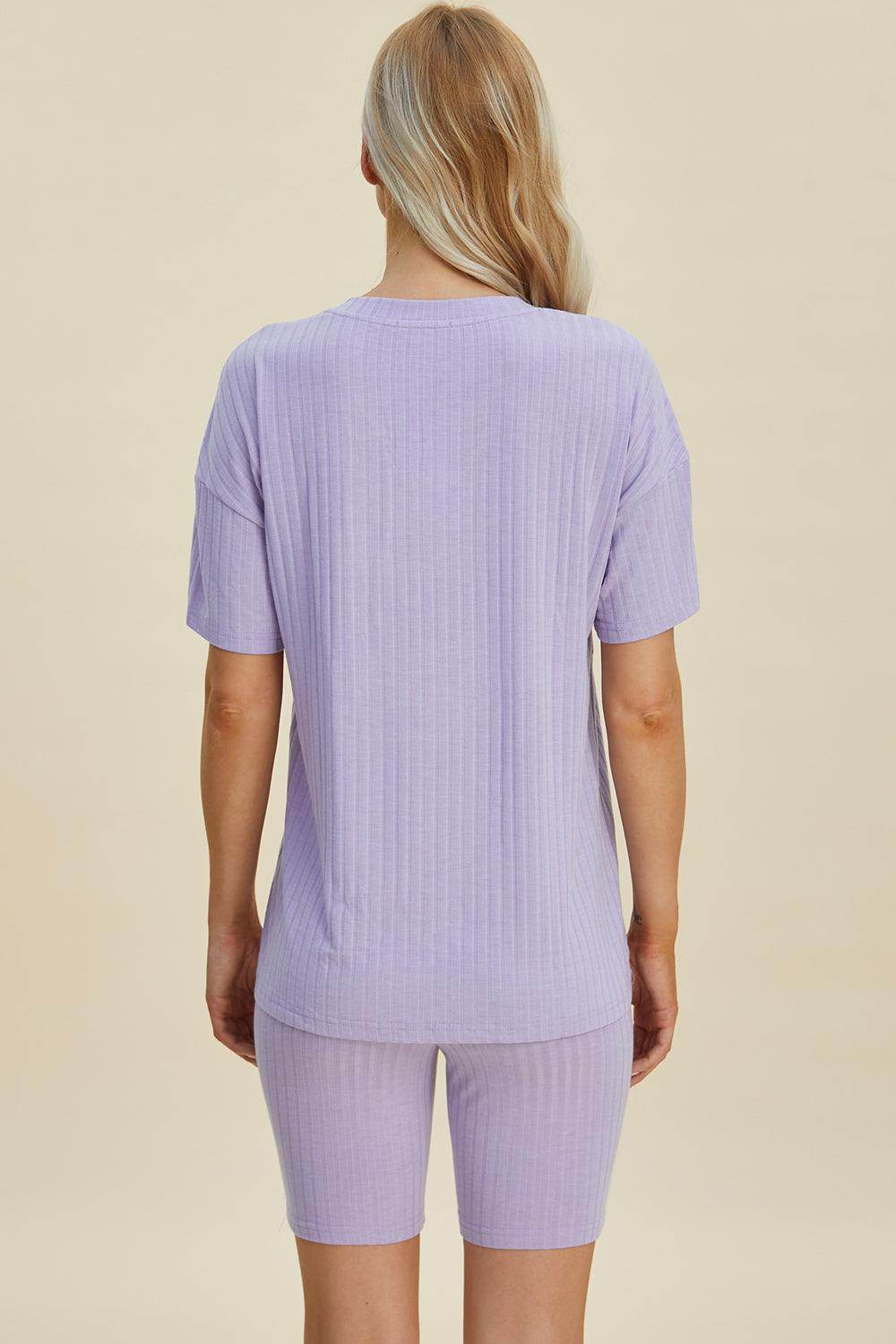 Basic Bae Full Size Ribbed V-Neck Top and Shorts Set For Women - n/a at Dealshubindia