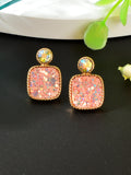Colorful Square Glitter Sparkle Stud Earrings - Trendy Fashion Jewelry Accessory