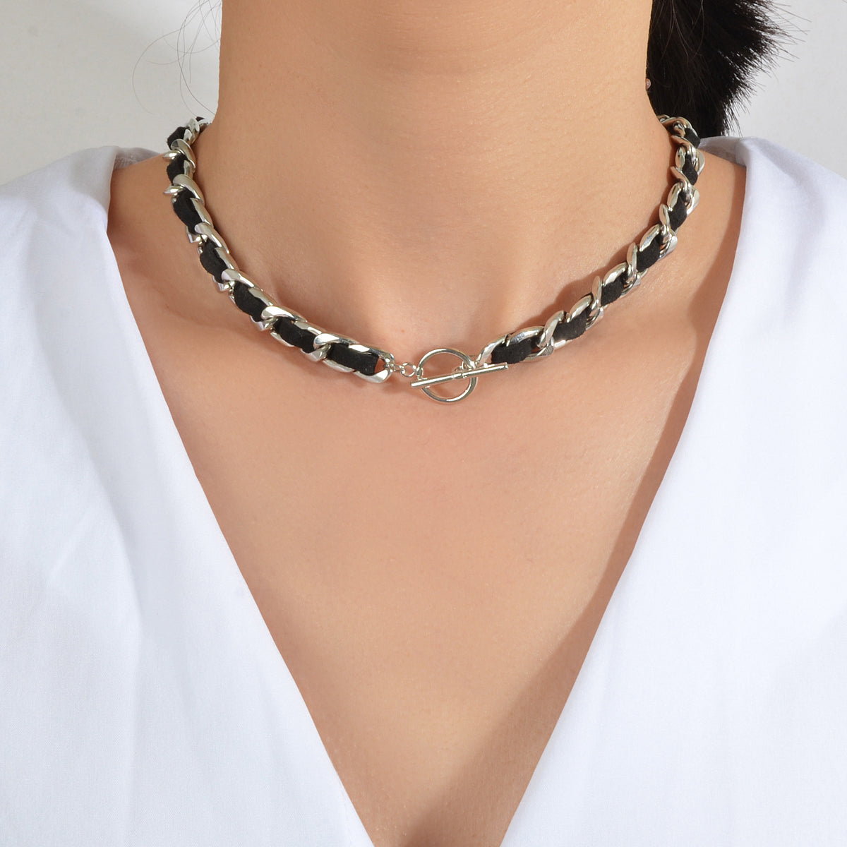 Punk Statement Jewellery Black Rope Braided Chain Short Choker Collar Necklace